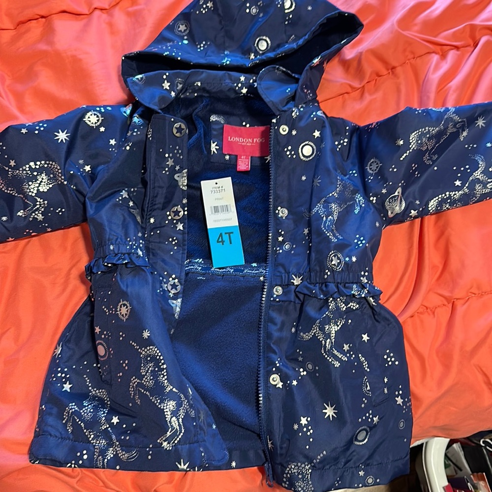 Blue sparkly London fog jacket. NWT never worn, lined.
